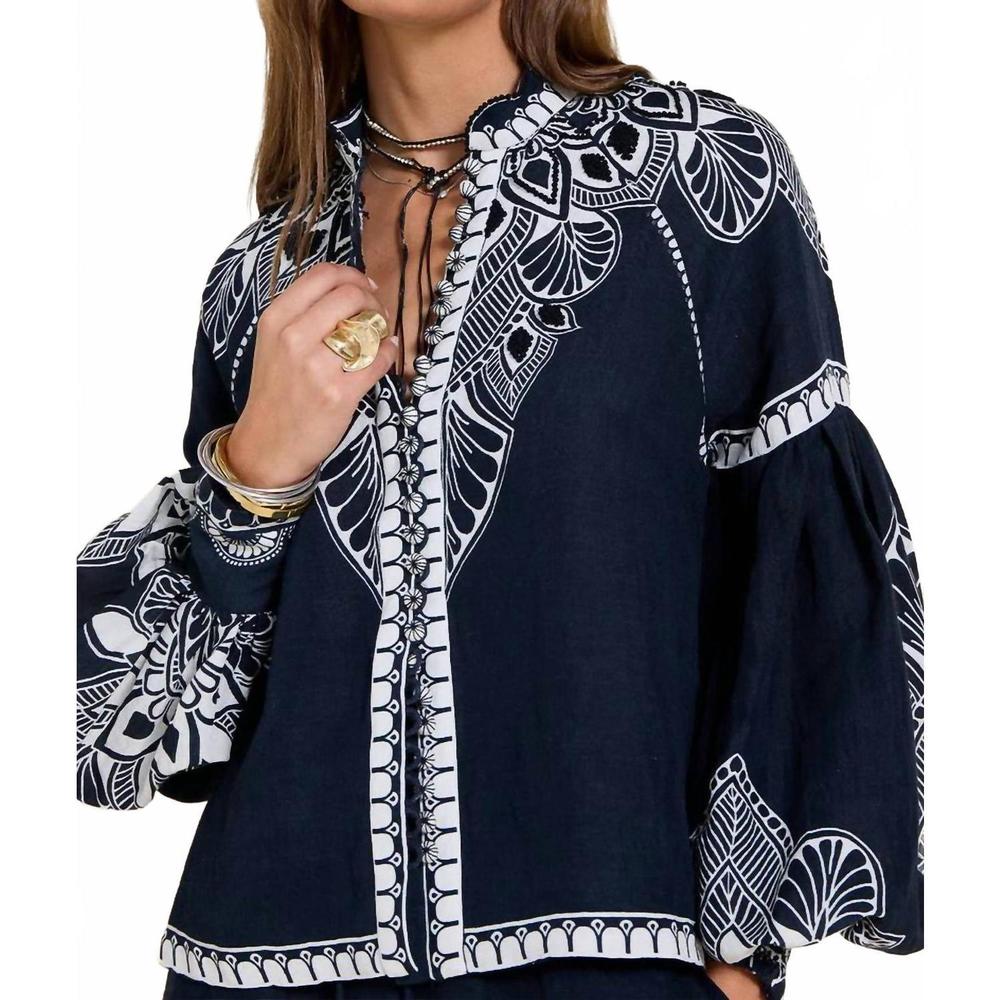 NEW SCARLETT POPPIES sabrina top in navy blue - Picture 2 of 5